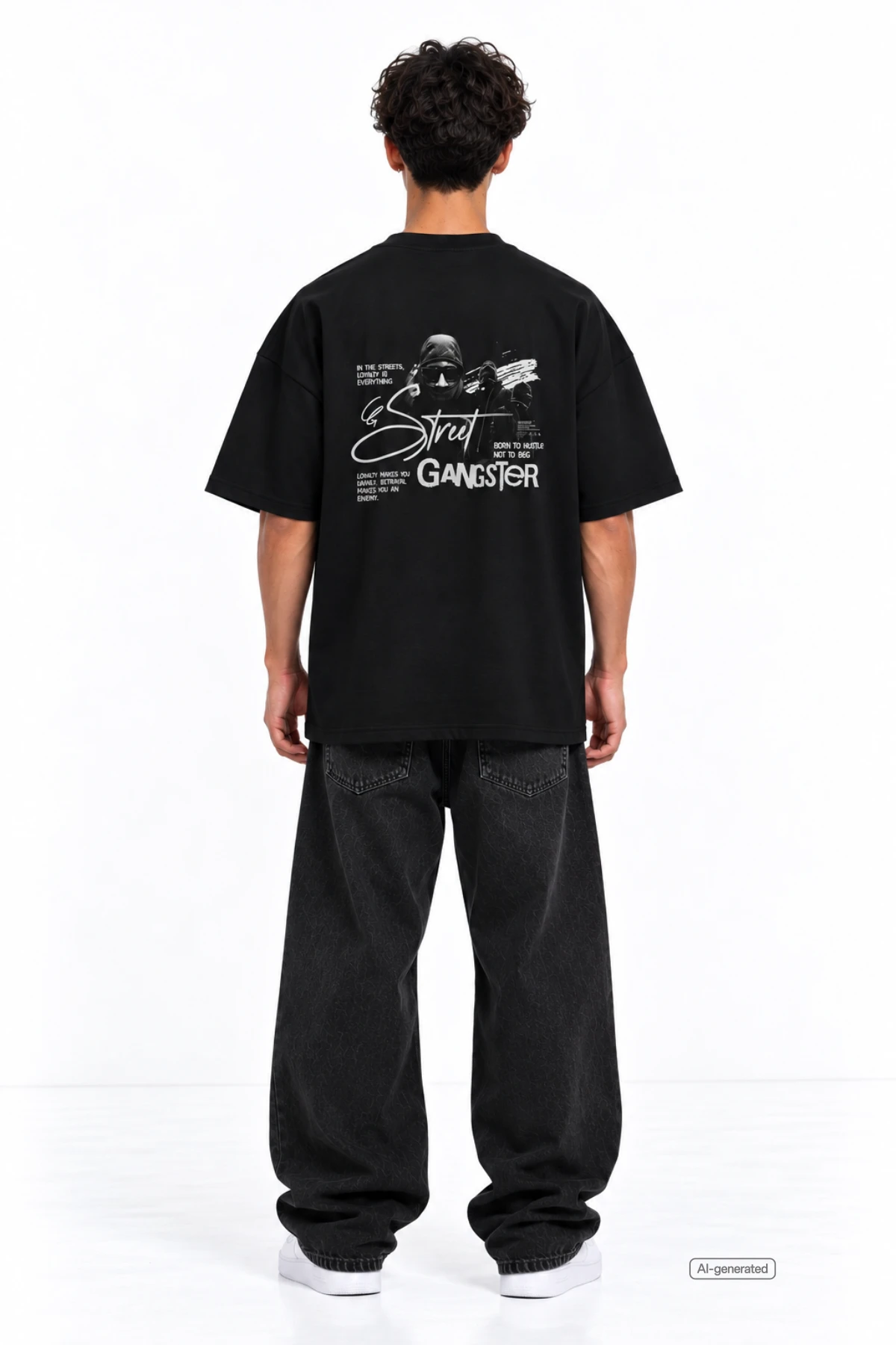 Street Gangster Ultra Heavy Oversize Black Tee