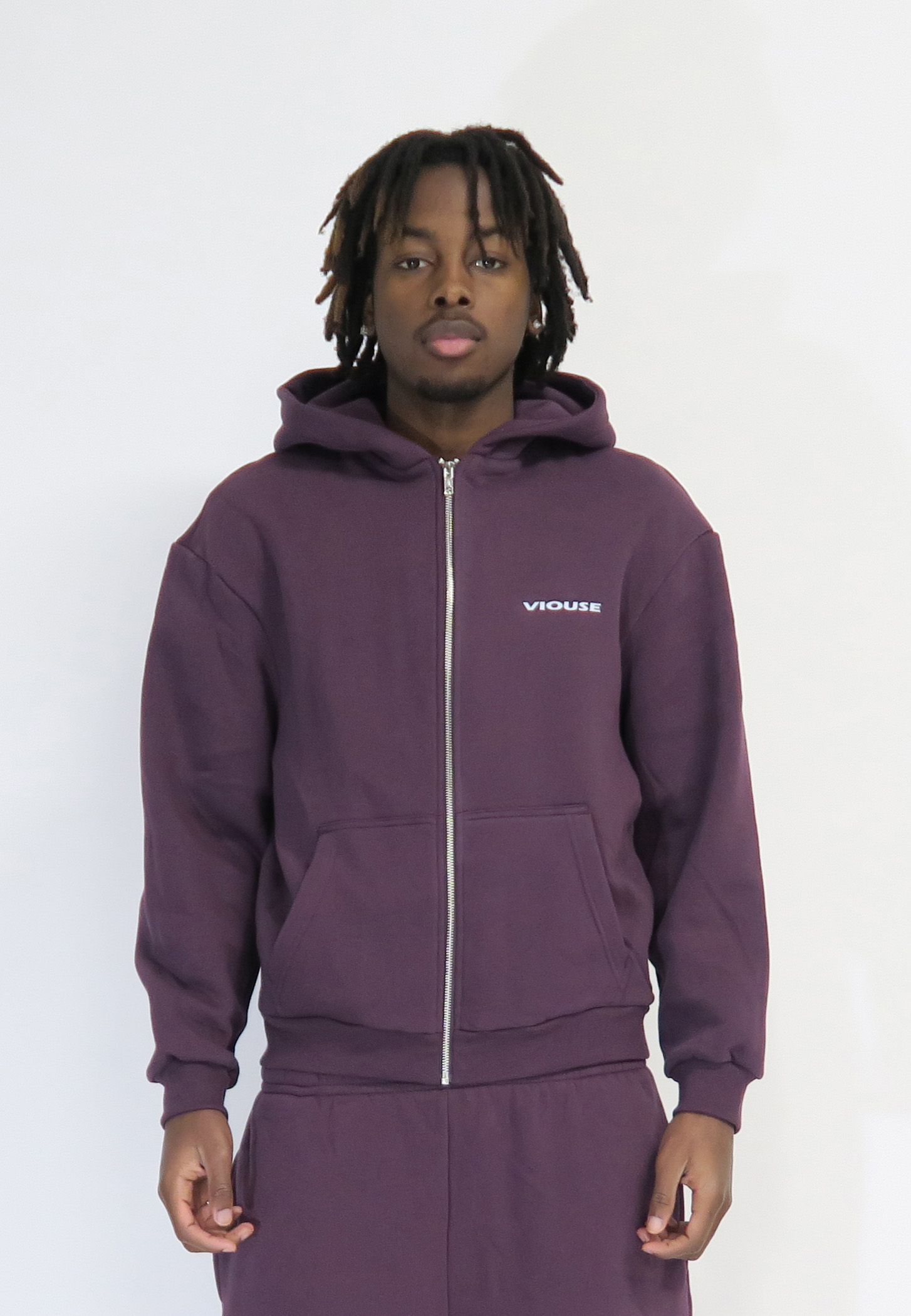 Logo Zip Hoodie Purple