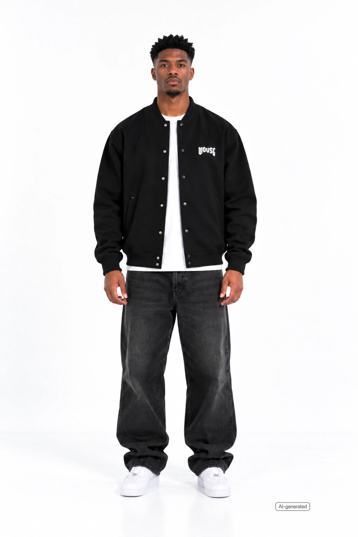 Logo Heavy College Jacket Black