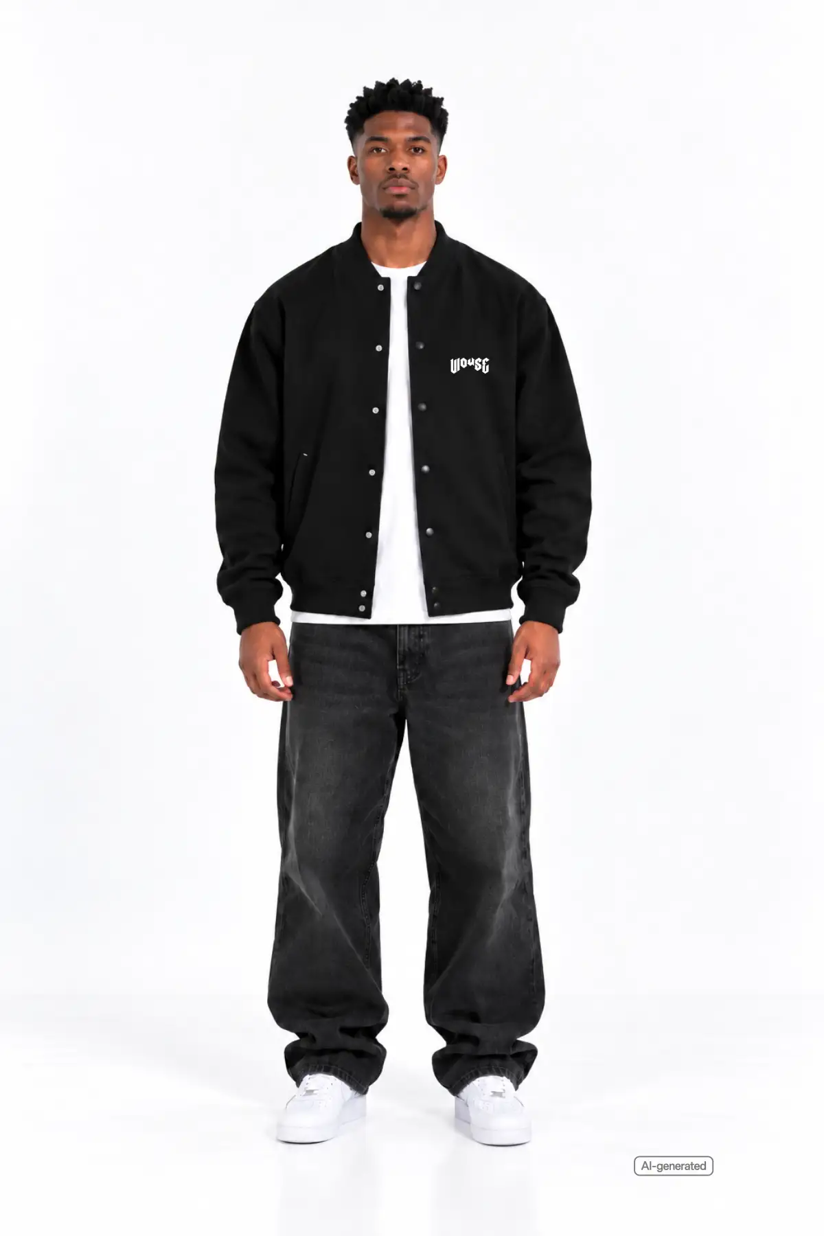 Logo Heavy College Jacket Black