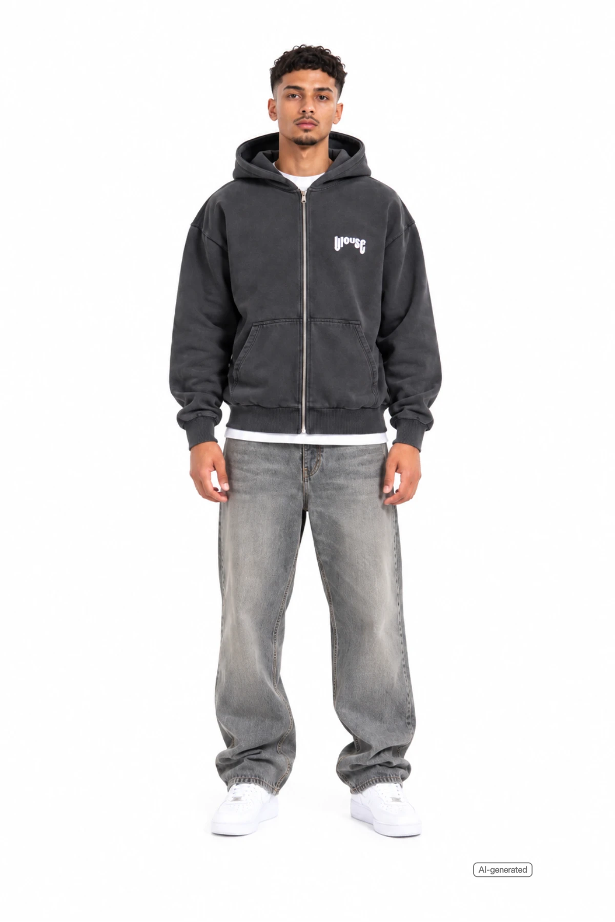 Heavy Zip Hoodie Vintage Grey