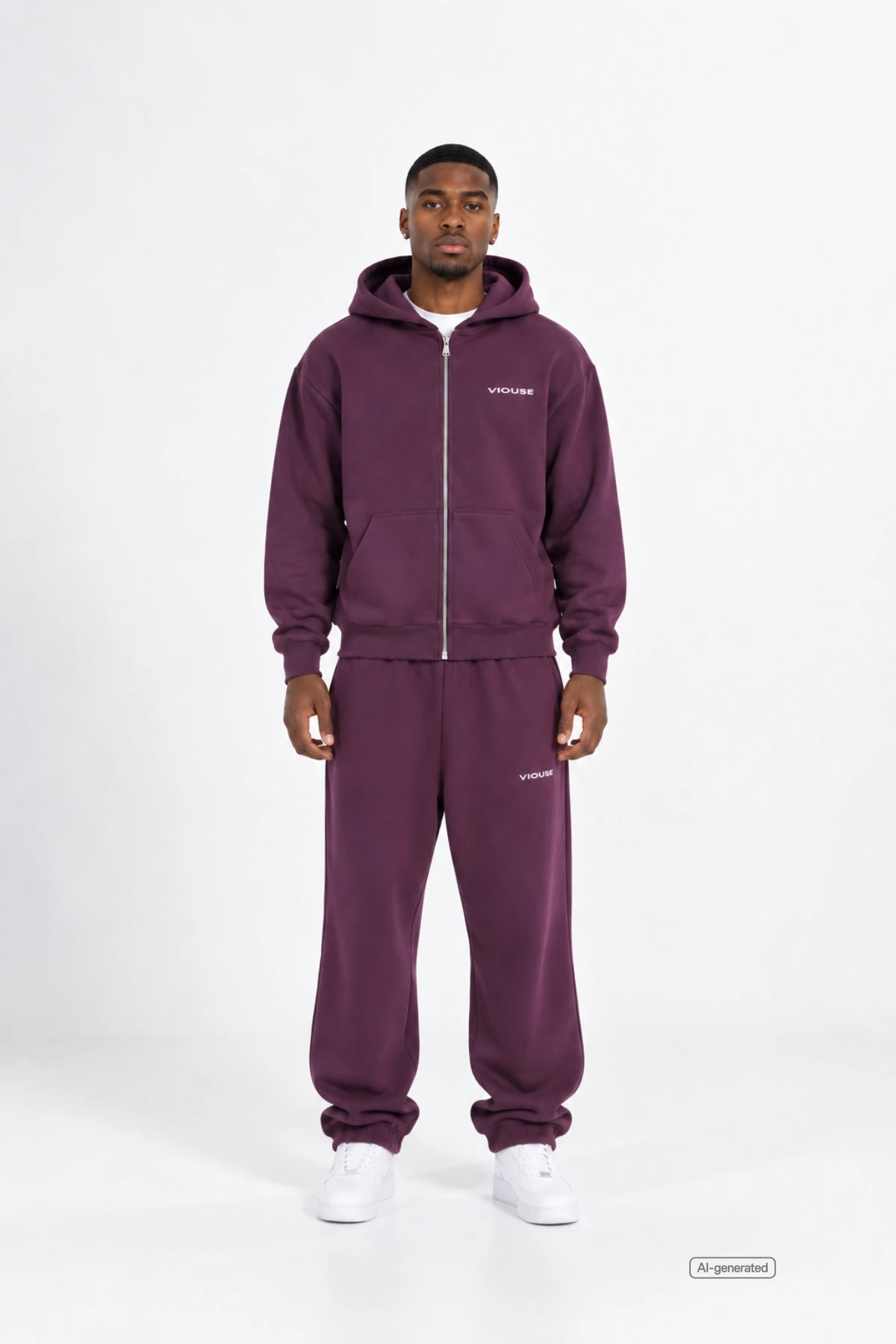 Logo Zip Hoodie Purple