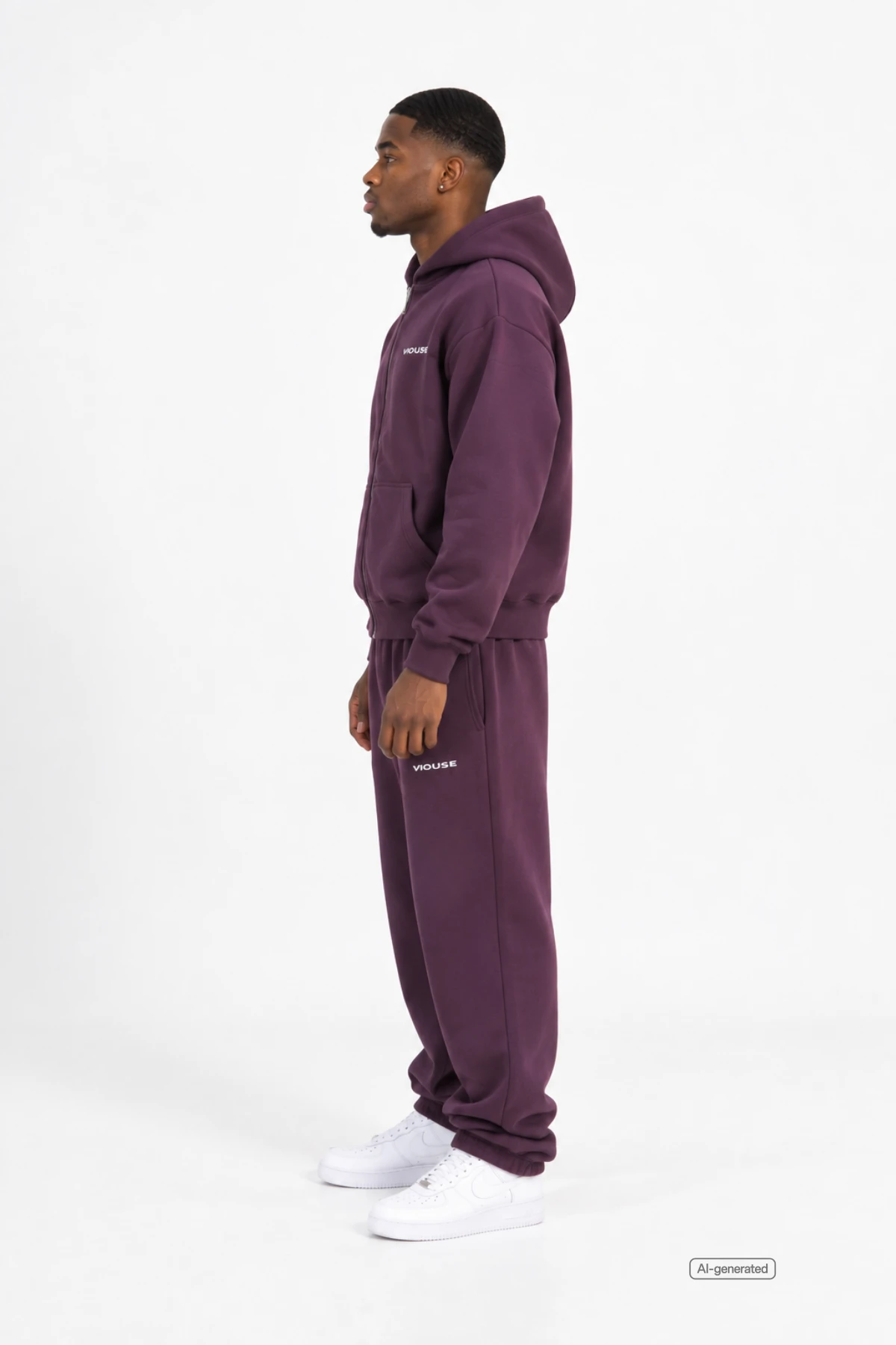 Logo Zip Hoodie Purple