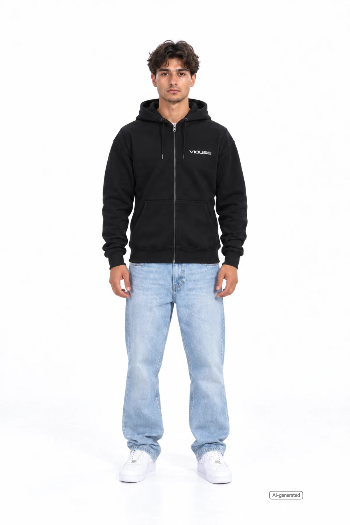 Logo Heavy Zip Hoodie Black