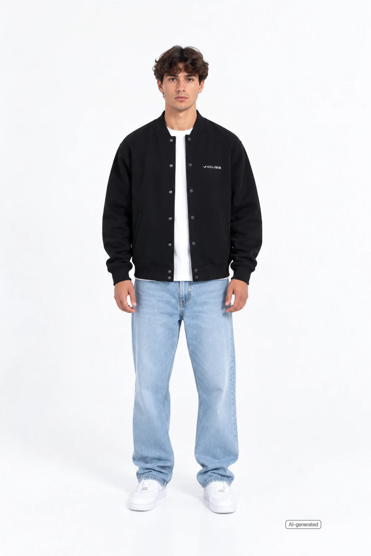 Logo Heavy College Jacket Black