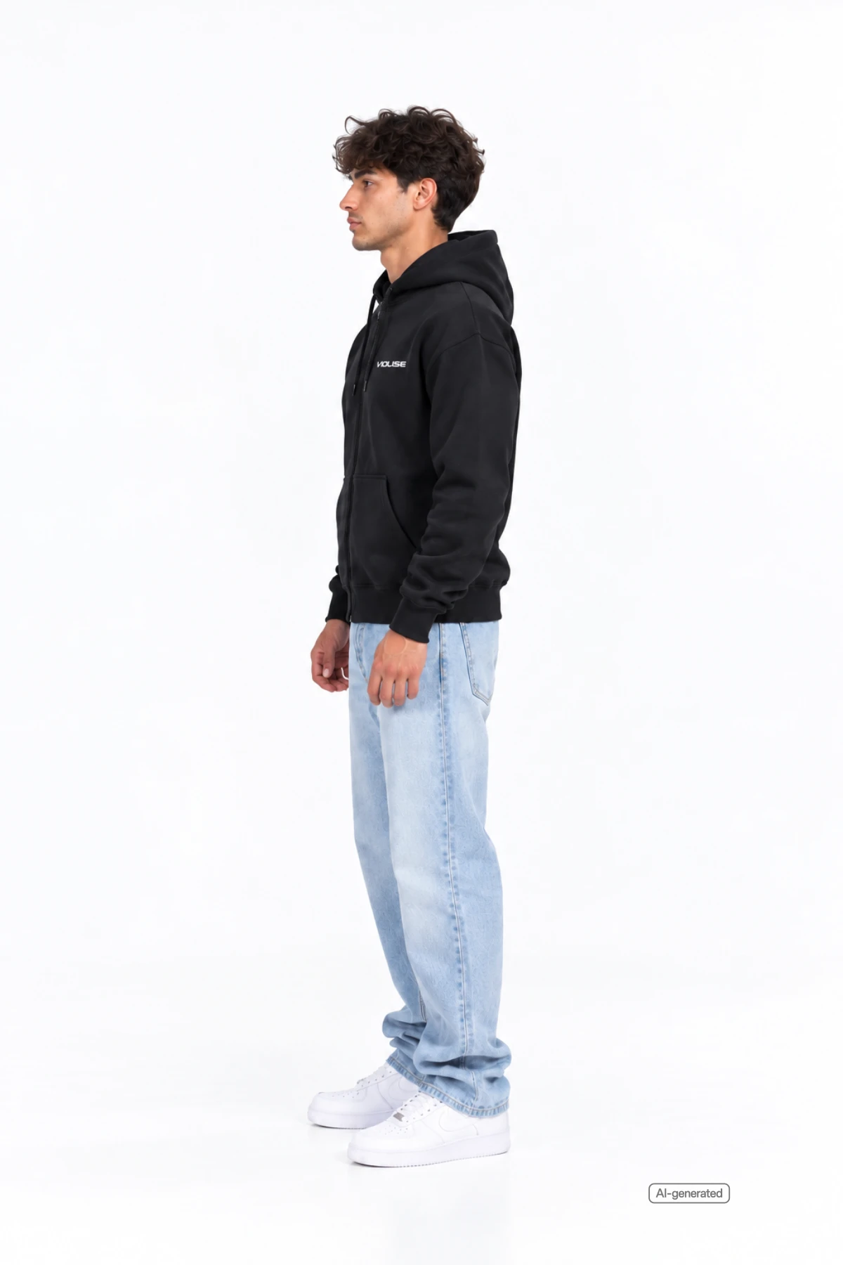 Logo Heavy Zip Hoodie Black