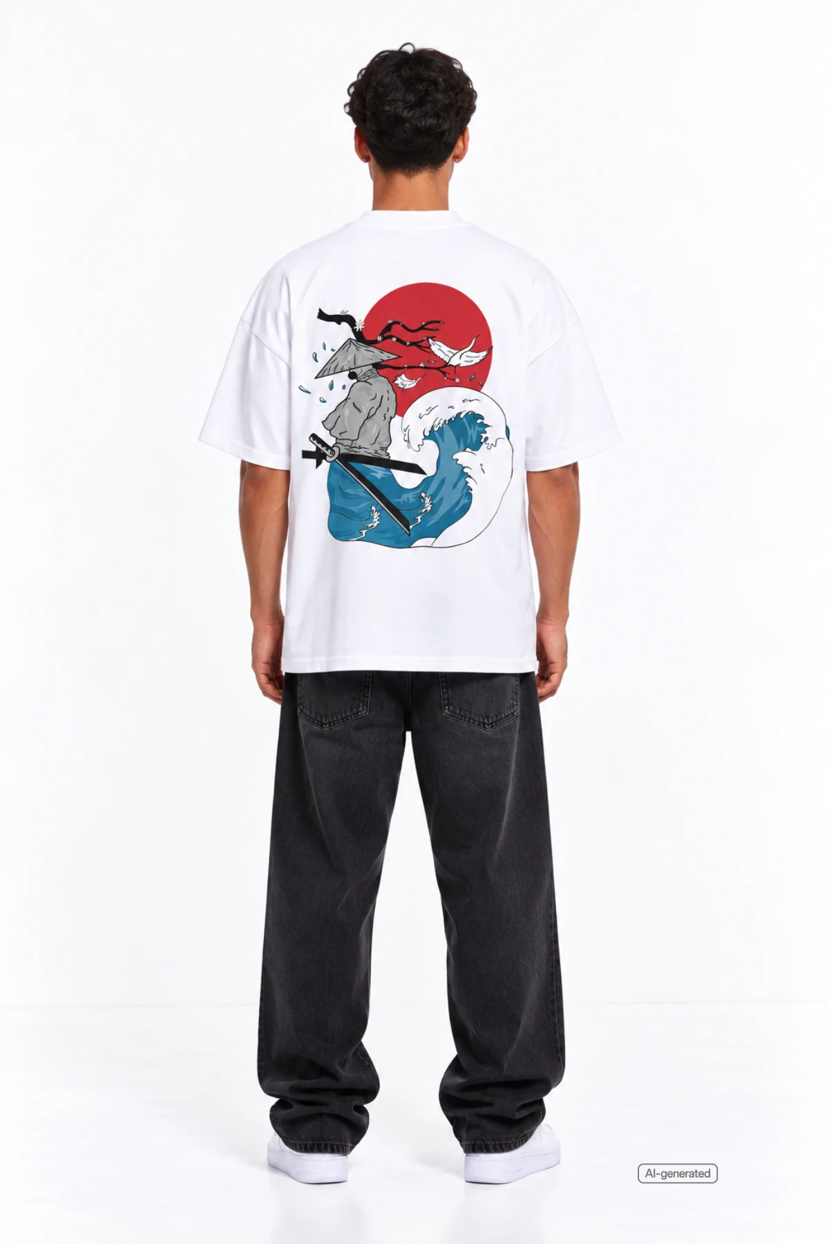 Samurai Oversize Mock Neck Black Tee