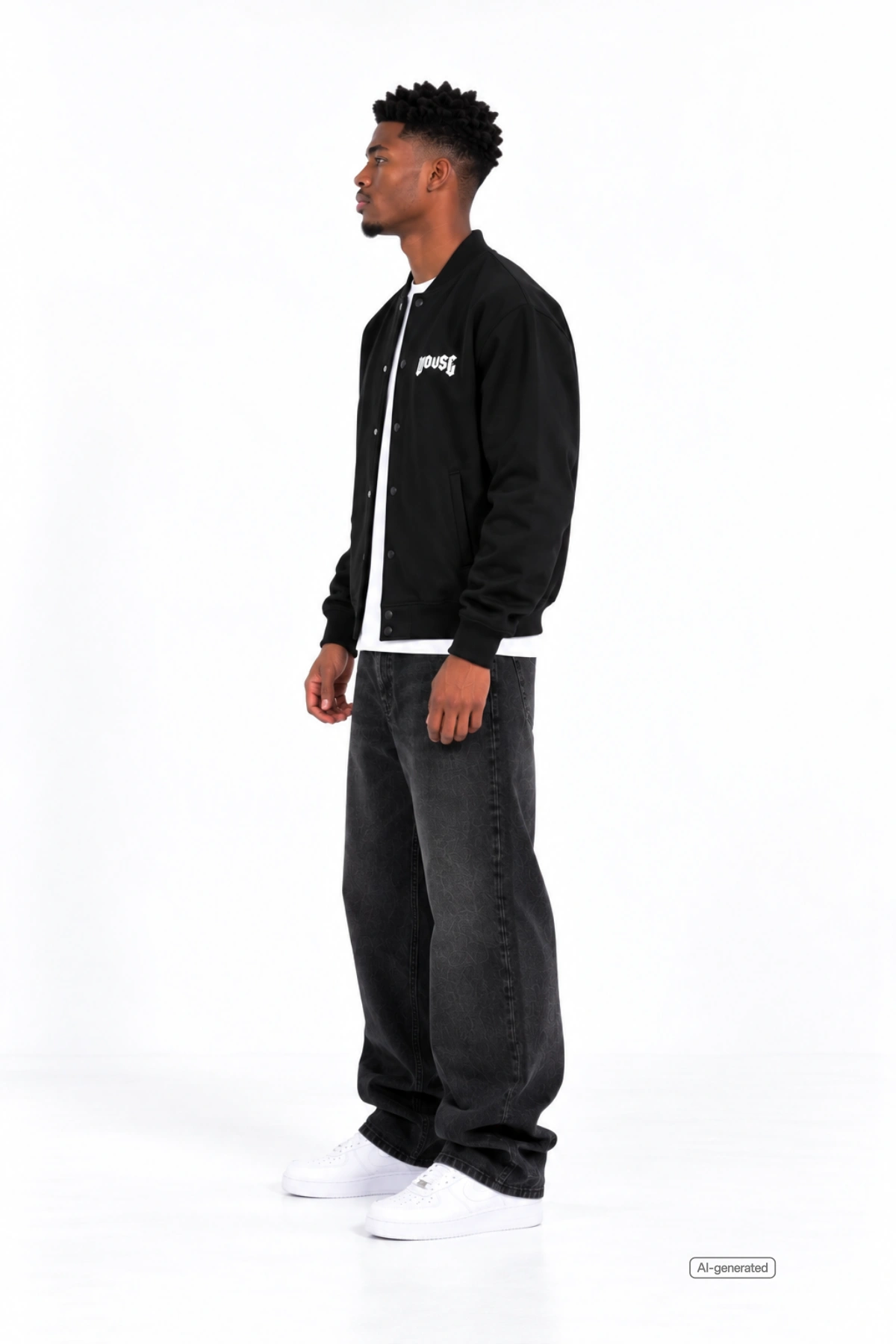 Logo Heavy College Jacket Black