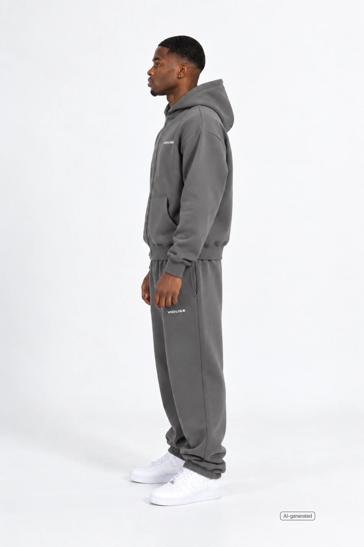 Logo Zip Hoodie Magnet Gray